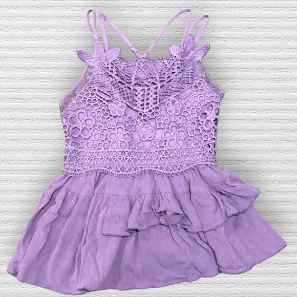 Chelsea & Violet | Sleeveless | Square Neck | Lace | Tiered | Tank Top - Picture 1 of 5
